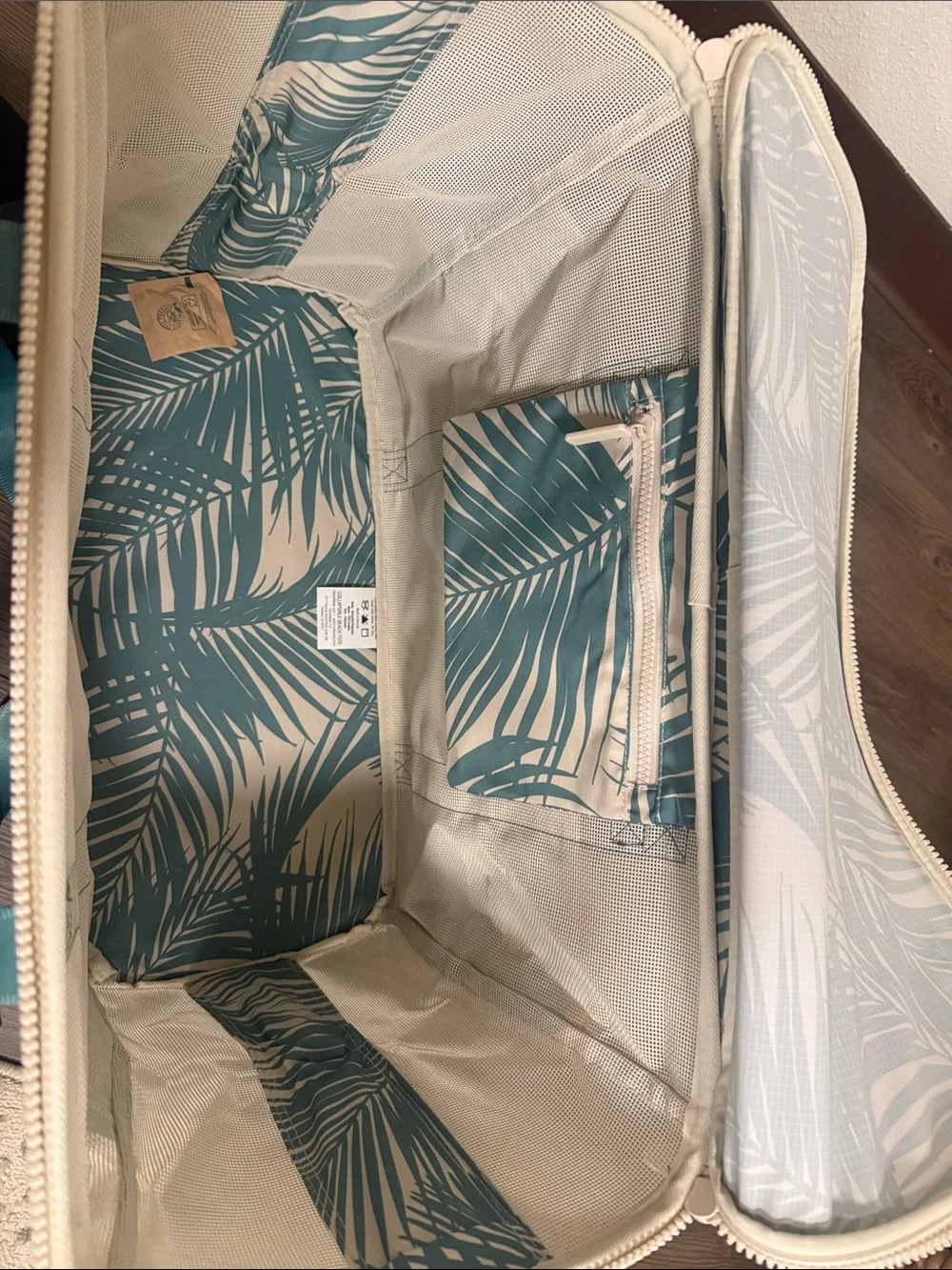 ALOHA Collection Teal Palm Print Beach Tote